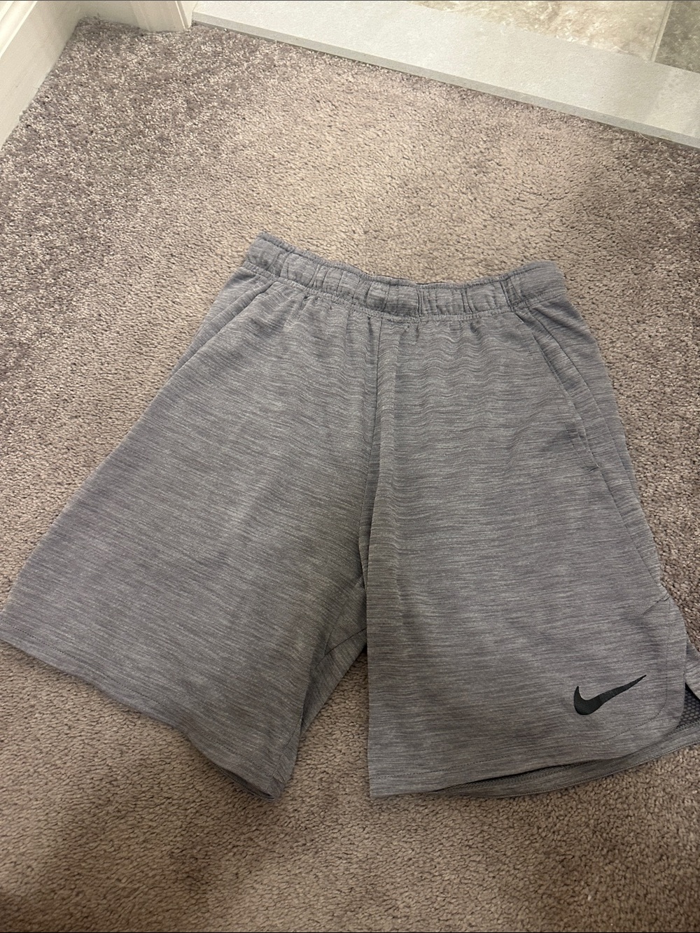 Nike Men's Heather Gray Athletic Shorts with Swoosh
